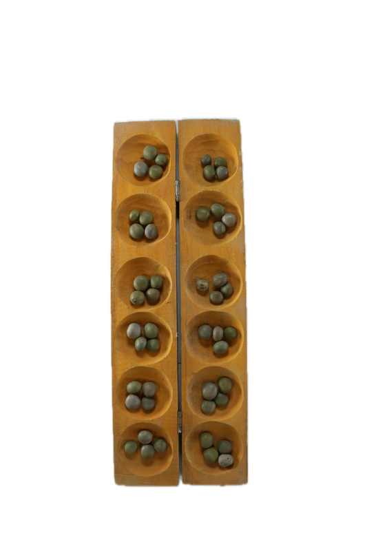 African Ayo Olopon Board Game, Wooden, Brown